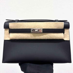 エルメス ポシェットケリー 黒 スイフト シルバー金具 K刻印