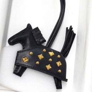 エルメス ロデオ ロックPM バッグチャーム 黒 ラムスキン K刻印