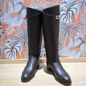 エルメス ブーツ ジャンピング ウルトラスープル 37 マロン・モカ ゴールド金具