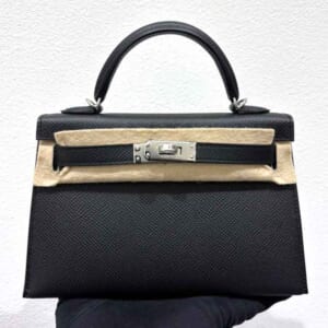 エルメス ミニケリー2 黒 エプソン シルバー金具 K刻印