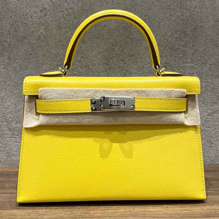 エルメス ミニケリー2 ジョーヌナプル シェブルシャムキラ シルバー金具 K刻印