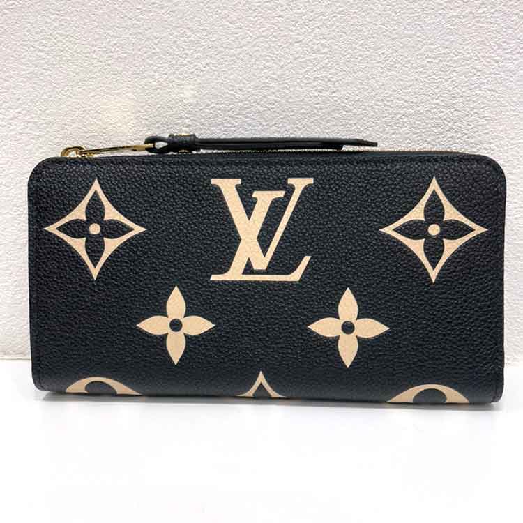 ルイ・ヴィトン モノグラム・アンプラント ジッピー・ウォレット ブラックベージュ ゴールド金具 M80481