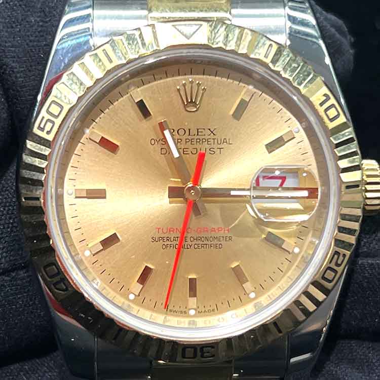 ロレックス デイトジャスト ターノグラフ 36mm シャンパン文字盤 SS/K18イエローゴールド 116263