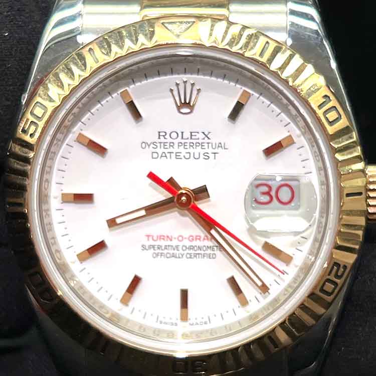 ロレックス デイトジャスト ターノグラフ 36mm ホワイト文字盤 SS/K18ピンクゴールド 116261