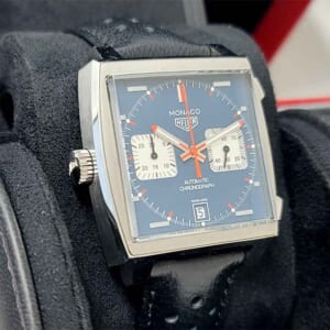 タグ・ホイヤー モナコ クロノグラフ キャリバー11 39mm ブルー文字盤 SS/レザー レザーストラップ CAW211P.FC6356