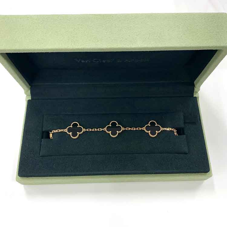 ヴァン クリーフ&アーペル ヴィンテージ アルハンブラ ブレスレット 5モチーフ オニキス/K18イエローゴールド VCARA41300