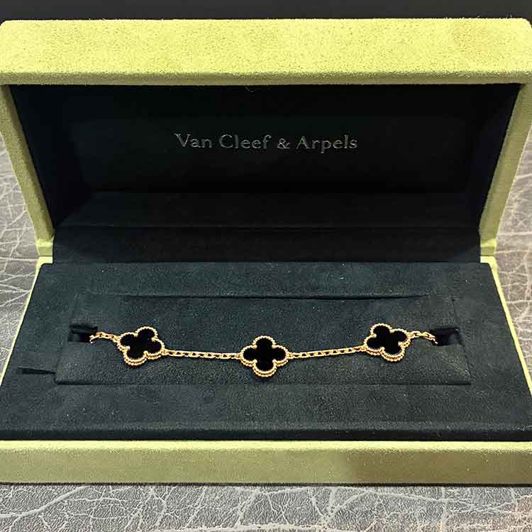 ヴァン クリーフ&アーペル ヴィンテージ アルハンブラ ブレスレット 5モチーフ K18イエローゴールド オニキス VCARA41300