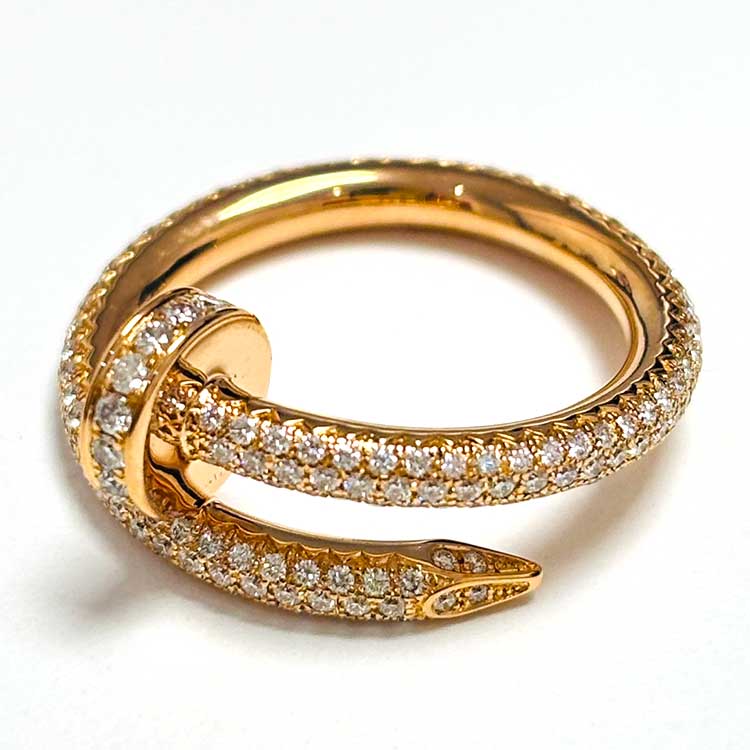 カルティエ ジュスト アン クル リング パヴェダイヤ クラシックモデル K18イエローゴールド