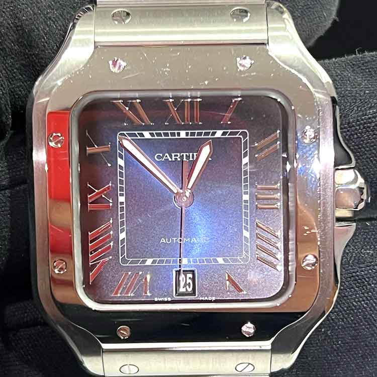 カルティエ サントス ドゥ カルティエLM ブルー文字盤 SS WSSA0030