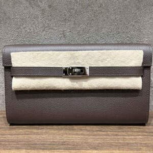 エルメス ケリーウォレットロング トゥーゴー モカ エバーカラー シルバー金具 K刻印