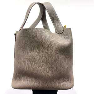 エルメス ピコタンロックMM エトゥープ トリヨンクレマンス ゴールド金具 K刻印