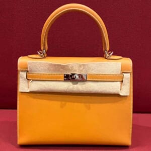 エルメス ケリー25 セリエ(外縫い) ナチュラルサブレ ヴォーバトラー シルバー金具 W刻印