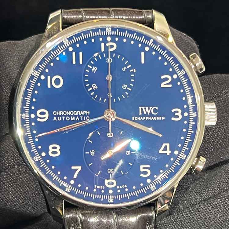 IWC ポルトギーゼ・クロノグラフ 41mm 150イヤーズ 世界限定2000本 ブルー文字盤 SS/アリゲータ IW371601