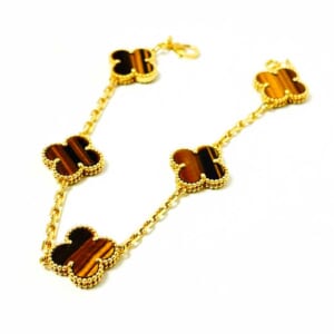 ヴァン クリーフ&アーペル ヴィンテージ アルハンブラ 5モチーフ ブレスレット タイガーアイ K18イエローゴールド VCARD35600