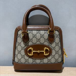グッチ ホースビット 2WAYハンドバッグ ベージュ/ブラウン GGスプリーム/レザー ゴールド金具 640716