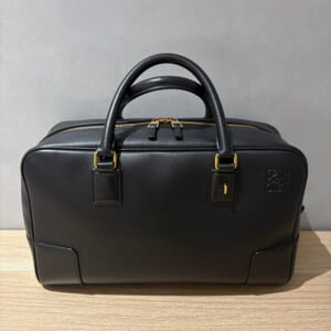 ロエベ アマソナ 2WAYハンドバッグ28/ミディアム 黒 ナパカーフ ゴールド金具 A039N08X01