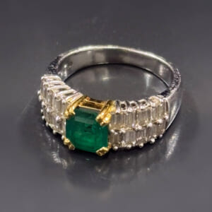 エメラルド リング プラチナ 18金 Pt900/K18