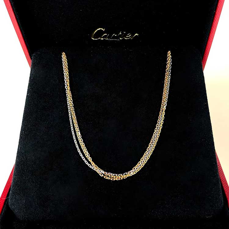 カルティエ トリニティ スリーカラー チェーン ネックレス K18イエローゴールド/K18ピンクゴールド/K18ホワイトゴールド