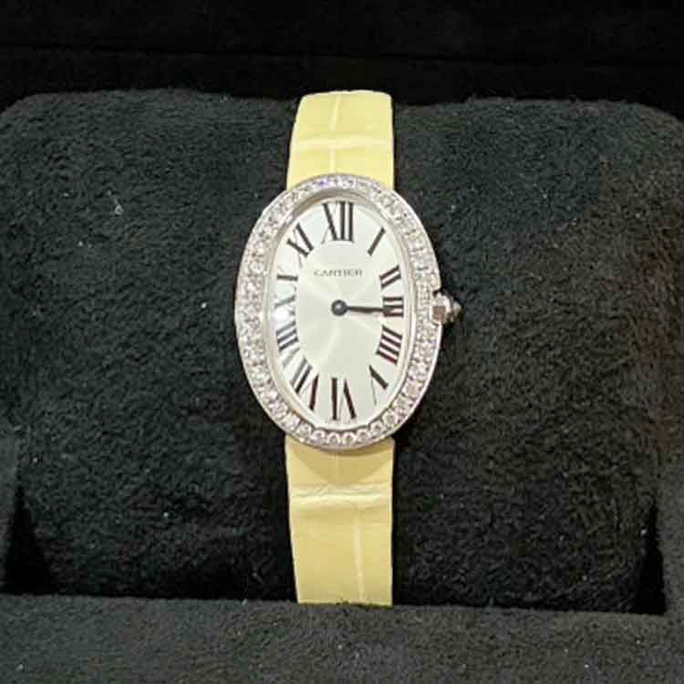 カルティエ ベニュワール シルバー文字盤 ホワイトゴールド クォーツ WB520008