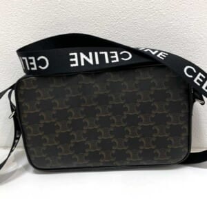 セリーヌ トリオンフ メッセンジャーバッグ ブラウン PVCレザー シルバー金具