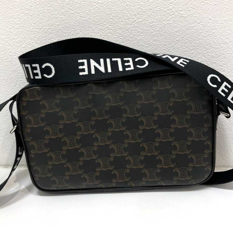 セリーヌ トリオンフ メッセンジャーバッグ ブラウン PVCレザー シルバー金具