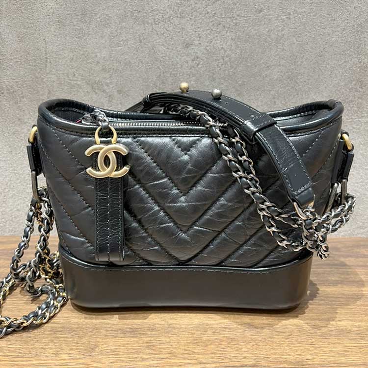 シャネル ガブリエル ドゥ シャネル 黒 エイジドカーフレザー アンティークゴールド金具/アンティークシルバー金具/ゴールド金具/シルバー金具 A91810