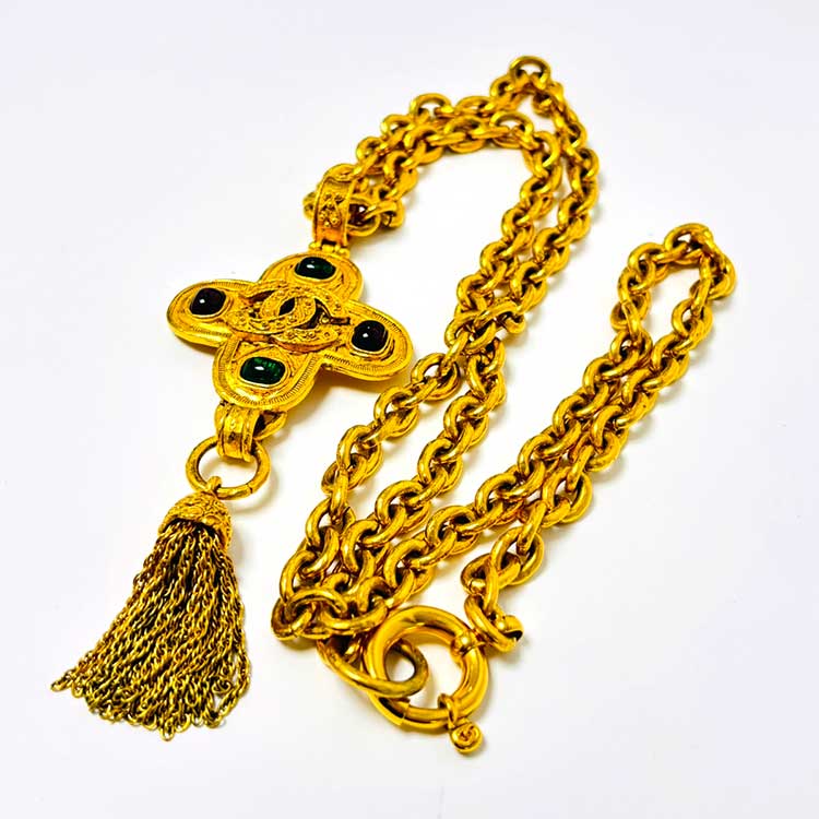 シャネル グリポア ネックレス ラインストーン ゴールド