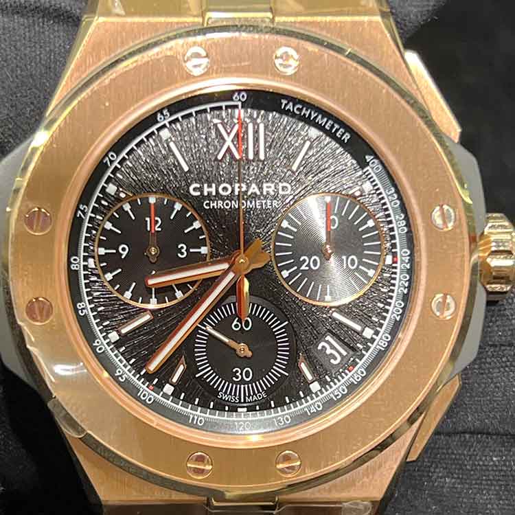 ショパール アルパインイーグル XL 44mm ブラック文字盤 18Kピンクゴールド/レザー 295387-9001