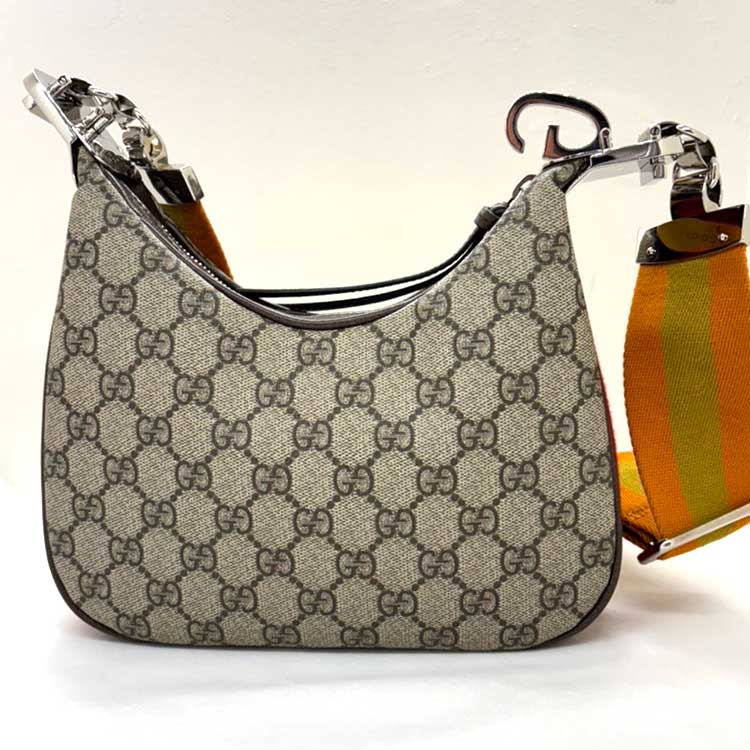 グッチ アタッシェ ショルダーバッグ スモール ベージュ PVCレザー シルバー金具 699409