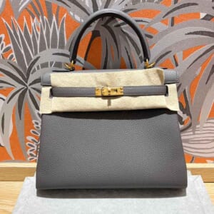 エルメス ケリー25 グリエタン トゴ ゴールド金具 K刻印