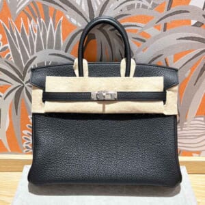 エルメス バーキン25 黒 トゴ シルバー金具 K刻印