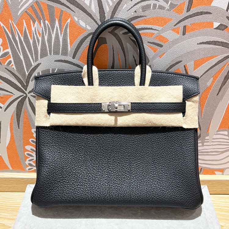 エルメス バーキン25 黒 トゴ シルバー金具 K刻印