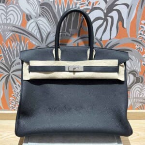エルメス バーキン35 黒 トゴ シルバー金具 B刻印