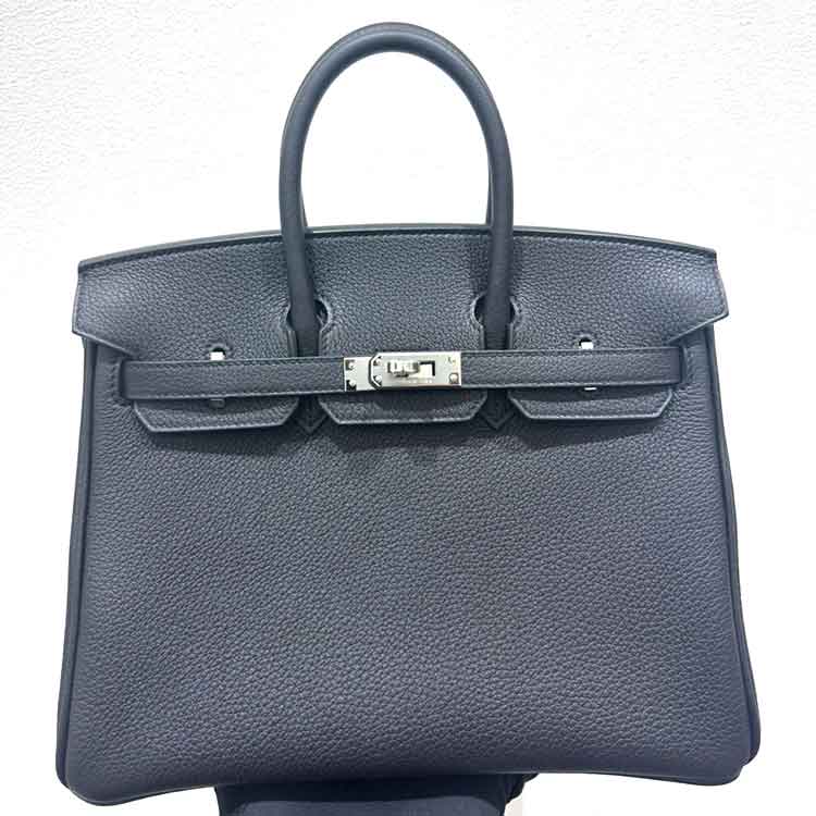 エルメス バーキン25 黒 トゴ シルバー金具 K刻印