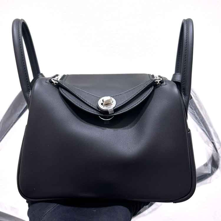 エルメス リンディミニ ヴェルソ 黒/ブルタイ スイフト シルバー金具 K刻印