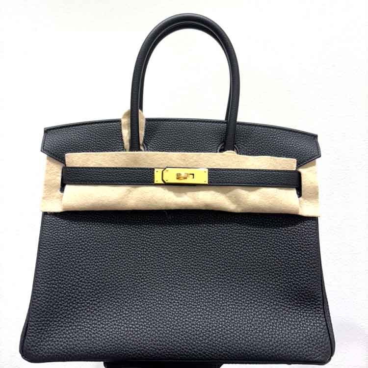 エルメス バーキン30 黒 トゴ ゴールド金具 K刻印