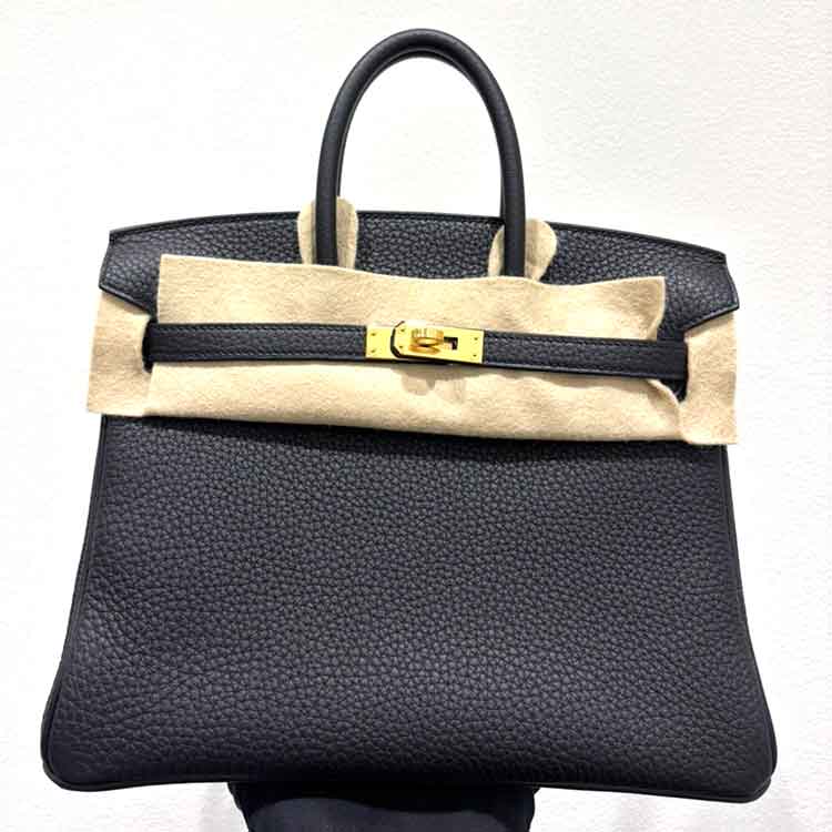 エルメス バーキン25 黒 トゴ ゴールド金具 K刻印