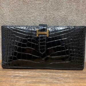 エルメス ベアンスフレ 黒 アリゲーターシャイン ゴールド金具 D刻印