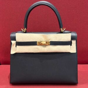 エルメス ケリー25 セリエ(外縫い) 黒 エプソン ゴールド金具 K刻印