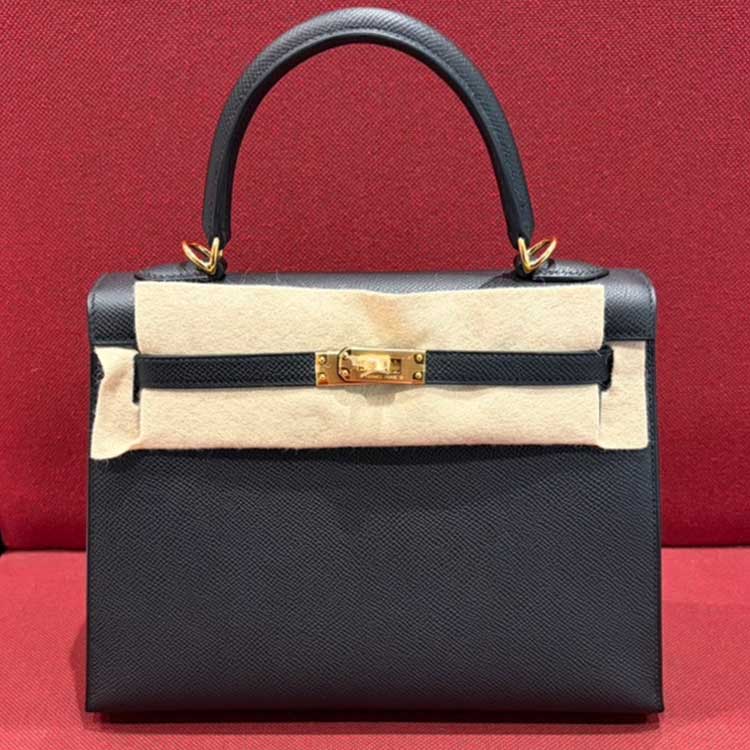 エルメス ケリー25 セリエ(外縫い) 黒 エプソン ゴールド金具 K刻印