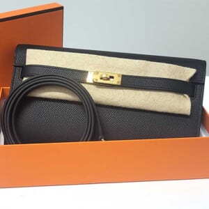 エルメス ケリーウォレットロング トゥーゴー 黒 エプソン ゴールド金具 K刻印