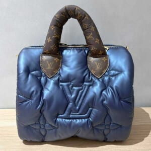 ルイ・ヴィトン モノグラム リサイクルメタリックナイロン スピーディ・バンドリエール25 ネイビー ゴールド金具 M21061