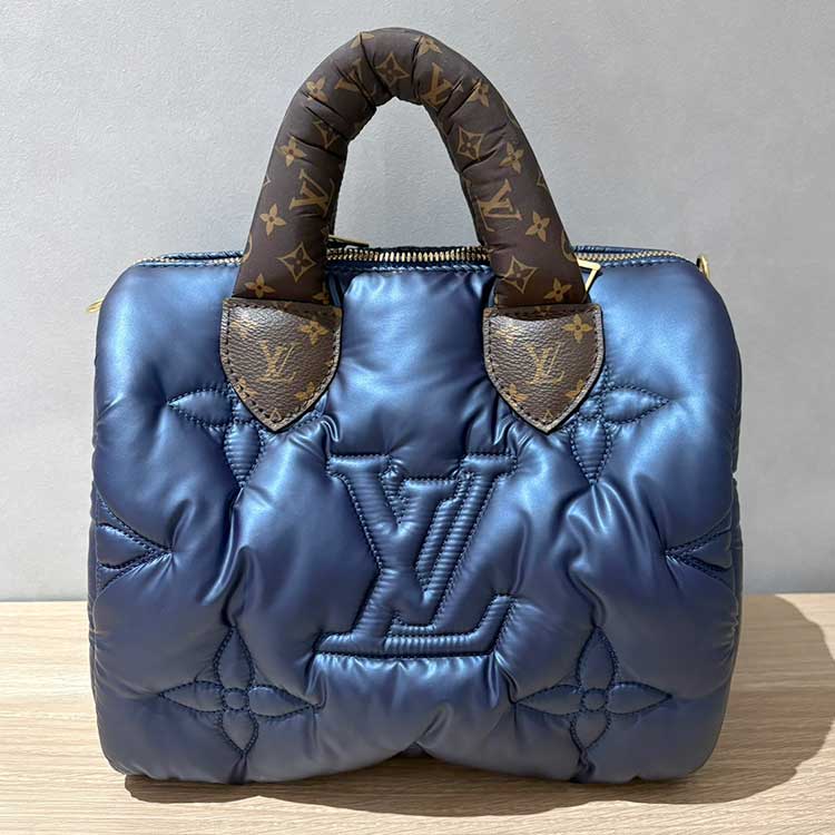 ルイ・ヴィトン モノグラム リサイクルメタリックナイロン スピーディ・バンドリエール25 ネイビー ゴールド金具 M21061