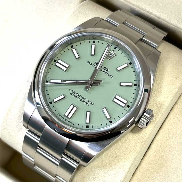 ロレックス オイスター パーペチュアル 41mm ピスタチオ SS オイスター 134300