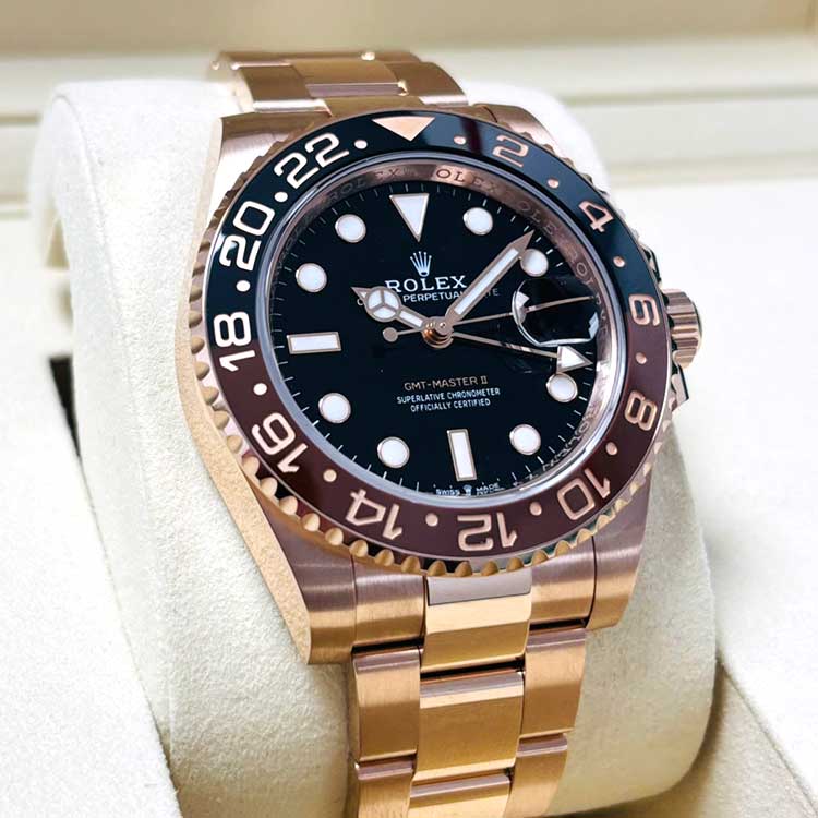ロレックス GMTマスター2 40mm ブラック文字盤 K18ピンクゴールド オイスターブレス 126715CHNR