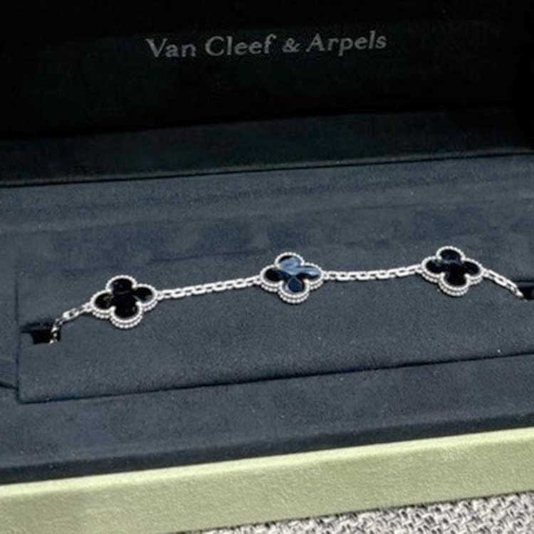ヴァン クリーフ&アーペル ヴィンテージ アルハンブラ 5モチーフ ブレスレット ピーターサイト K18ホワイトゴールド VCARD35600