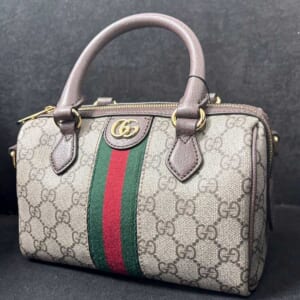 グッチ オフィディア GGスプリーム ボストンバッグ スモール ベージュ/ブラウン GGスプリーム/レザー ゴールド金具 772053