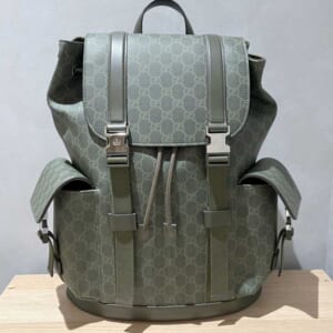 グッチ GGスプリーム バックパック ラージ グリーン シルバー金具 792080