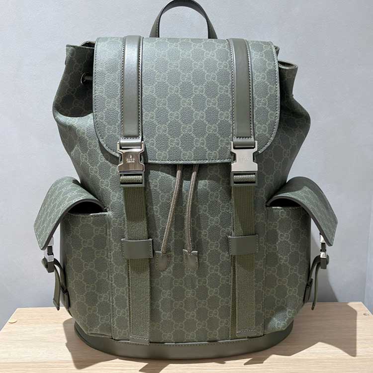 グッチ GGスプリーム バックパック ラージ グリーン シルバー金具 792080