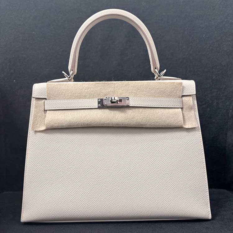 エルメス ケリー25 セリエ(外縫い) クレ エプソン シルバー金具 U刻印